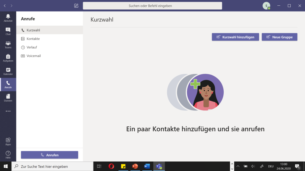 Textfeld: Hier kann man seine „Teams“, also Gruppen, erstellen und im Überblick behalten. Dabei entsteht eine Art Gruppenchat, an dem sich ausgewählte Mitglieder beteiligen können.